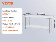 Load image into Gallery viewer, SucceBuy 4 Size Stainless Steel Prep Table Heavy Duty Metal Worktable Commercial Work Table for Restaurant and Home