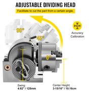 Load image into Gallery viewer, SucceBuy Dividing Head 5Inch 3 Jaw Precision Semi Universal Dividing Head for Milling Machine Rotary Table Tailstock Milling Set