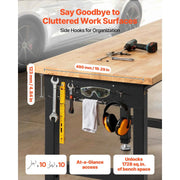 Load image into Gallery viewer, SucceBuy 5000 lbs Adjustable Workbench 72/96 x 24in Oak Wood Top Workstation with 4 AC Outlets Hardwood Worktable for Garage