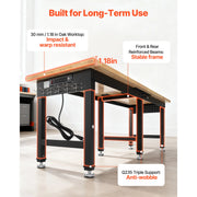 Load image into Gallery viewer, SucceBuy 5000 lbs Adjustable Workbench 72/96 x 24in Oak Wood Top Workstation with 4 AC Outlets Hardwood Worktable for Garage