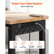 Load image into Gallery viewer, SucceBuy 5000 lbs Adjustable Workbench 72/96 x 24in Oak Wood Top Workstation with 4 AC Outlets Hardwood Worktable for Garage