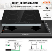 Charger l'image dans la visionneuse de galerie, SucceBuy 2/4/5 Burners Built-in Induction Stove Top 12/24/30in Ceramic Glass Electric Cooktop For Household Commercial Cooking