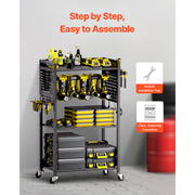 Bild in Galerie-Viewer laden, SucceBuy 4-tier Rolling Tool Organizer Cart 150 lbs Garage Floor Stand Storage Cart on Wheels Drill Holder Rack for Workshop