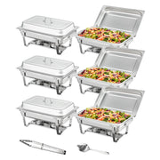 Load image into Gallery viewer, SucceBuy 8QT Rectangle Chafing Dish 2/4/6 Packs w/ Full Size Pans Buffet Catering Warmer Server Folding Stand Fuel Holder Tray
