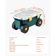 Load image into Gallery viewer, Amocart Garden Scooter with Seat 2in1 Rolling Garden Cart w/ Storage Bin Supports up to 227lbs Outdoor Wagon w/ Handle for Yard