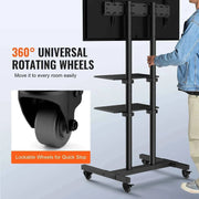 Load image into Gallery viewer, Amocart Mobile TV Stand Height Adjustable TV Stand w/ Wheels Double Tray for Audio-Visual Devices Rolling TV Stand for Bedroom