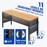 Load image into Gallery viewer, SucceBuy 2000 lbs Adjustable Garage Workbench 48/61" L x 20" W Work Table with 28.3"-38.1" Height & Hardwood Top for Office Home