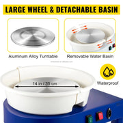 Load image into Gallery viewer, Professional 450W 14in/35cm Electric Clay Pottery Wheel for Adults and Kids for Household Use