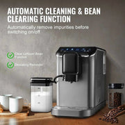 Load image into Gallery viewer, SucceBuy Automatic Espresso Machine Coffee Latte Machine with Color Touch Screen 15 Grinding Levels and Removable Milk Reservoir