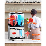 Load image into Gallery viewer, SucceBuy Commercial Frozen Drink Maker 15Lx2 Double Tank Slushy Machine 120Cups StainlessSteel Slushie Maker for Home Party Cafe