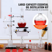 Bild in Galerie-Viewer laden, SucceBuy Essential Oil Distillation Kit 500ml 2L Distillation Apparatus 3.3 Boro Lab Glassware Distillation Kit w/ Heat Plate