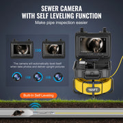Charger l'image dans la visionneuse de galerie, Amocart Sewer Camera 165ft/50m Self-Leveling Pipeline Inspection Camera with 9"1080P HD Screen with Lights-12LED for Duct Pipe