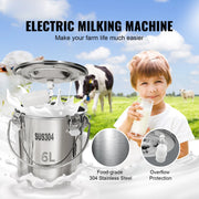 Load image into Gallery viewer, SucceBuy Goat Milking Machine Stainless Steel Bucket Electric Automatic Pulsation Cup Tubes Adjustable Suction for Cow and Sheep