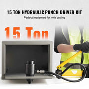 Charger l'image dans la visionneuse de galerie, Amocart 15Ton Hydraulic Knockout Punch Driver Kit 1/2"-4" 10 Dies Carbon Steel Sheet Hole Opener Repair Tool Manuel Hole Digger