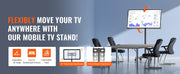 Bild in Galerie-Viewer laden, Amocart Mobile TV Stand Height Adjustable TV Stand w/ Wheels Double Tray for Audio-Visual Devices Rolling TV Stand for Bedroom