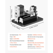 Load image into Gallery viewer, SucceBuy 2.76x5.12 in Mini Metal Lathe Machine 36W 20,000 RPM Speed + 3-jaw Chuck Aluminum Alloy for Processing Precision Parts