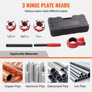 Load image into Gallery viewer, SucceBuy Ratchet Pipe Threader Pipe Threading Tool 1/2" 3/4" 1"NPT Portable Manual Ratcheting Set with 3PCS Dies for Copper Pipe - AMOCART
