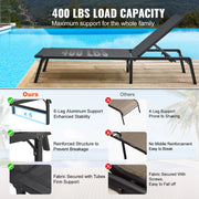 Charger l'image dans la visionneuse de galerie, Amocart Chaise Lounge Chair Outdoor Aluminum Patio LoungeFolding Pool Lounge Recliner Full Flat for Patio Beach Pool Dark Grey