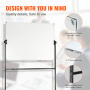 Bild in Galerie-Viewer laden, SucceBuy Rolling Magnetic Whiteboard Double-Sided Mobile Whiteboard 360° Reversible Adjustable Height Dry Erase Board for School