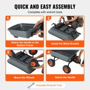 Charger l'image dans la visionneuse de galerie, Amocart Dump Cart Poly Garden Dump Cart Easy to Assemble Steel Frame Dump Wagon with 2-in-1 Convertible Handle Safe Transport