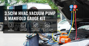 Bild in Galerie-Viewer laden, Amocart 3.5CFM 4CFM Single Stage Rotary Vane HVAC Air AC Vacuum Pump & A/C Refrigerant Kit Manifold Gauge Set Air Conditioning
