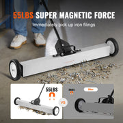 Load image into Gallery viewer, SucceBuy Rolling Magnetic Sweeper with Wheels Push-Type Magnetic Pick Up Sweeper Large Magnet Pickup Lawn Telescoping Sweeper