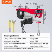 Load image into Gallery viewer, SucceBuy 1320-2200 lbs Wireless Electric Hoist with 40ft Single Cable Lifting Height Steel Wire Winch Garage Warehouse Factory - AMOCART