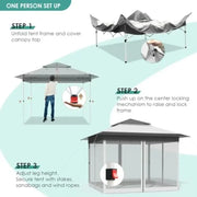 Load image into Gallery viewer, 13Feet Pop Up Gazebo Outdoor Tent w/4 Netting Sidewall Auto Extending Eave Patio Gazebos Shelter w/Mesh Wall Center Lock Whee