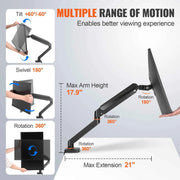 Load image into Gallery viewer, Amocart Single/ Dual/ Triple Monitor Mount for Screens Gas Spring Monitor Arm Desk Mount with C-Clamp and Grommet Mounting Base