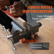 Load image into Gallery viewer, SucceBuy Bench Vise 4.5" 6" 6.5" Multipurpose with Swivel Base Anvil Heavy Duty Cast Iron for Drilling, Conduit Cutting, Sanding - AMOCART
