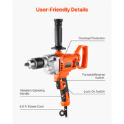 Load image into Gallery viewer, SucceBuy Drill Mixer 1/2in 5/8 in Corded Electric Drill Mixer Set Mixing Drills Machine D-Handle Handheld Cement Mixers - AMOCART
