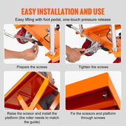Load image into Gallery viewer, with 4 Wheels for Material Handling Transport SucceBuy 1100lbs Hydraulic Lift Table Cart Manual Scissor 35.4" Lifting Height