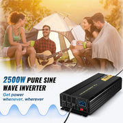 Load image into Gallery viewer, SucceBuy Pure Sine Wave Power Inverter 2500W/3500W/5000W 12V DC to 120V AC Aluminum Alloy LCD Screen & LED Indicators Power Use