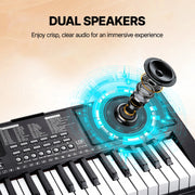 Bild in Galerie-Viewer laden, SucceBuy 61 Key Digital Keyboard Piano Electric Portable Piano 200 Tones 200 Rhythms or 600 Tones 500 Rhythms for Beginner Use