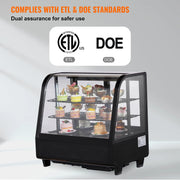 Load image into Gallery viewer, Amocart Refrigerated Display Case Countertop Pastry Display Case LED Lighting TURBO Cooling Frost Free Air Cooling