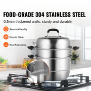 Load image into Gallery viewer, Amocart Steamer Pot 11in/28cm, 3 Tier Steamer Pot for Cooking with 8.5QT Stock Pot, 304 Stainless Steel Food Steamer Cookware