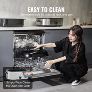 Load image into Gallery viewer, SucceBuy Electric Roaster Oven 24 QT Turkey Roaster Oven with Self-Basting Lid 1450W Roaster Oven Defrost&Warm Function Silver - AMOCART