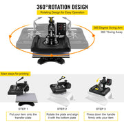 Load image into Gallery viewer, SucceBuy 30*38CM 8 in 1 Combo Upgrade Heat Press Machine 360° Rotation Sublimation Printer Cap Shirt Mug Plate 2D Heat Transfer
