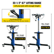 Load image into Gallery viewer, SucceBuy Car Lift Jack Hydraulic Telescopic Transmission Jack Floor Jack Stand with Foot Pedal Swivel Wheel Garage Lift Hoist - AMOCART