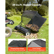 Load image into Gallery viewer, SucceBuy 52 in Tow Behind Lawn Sweeper 26 cu.ft. Yard Sweeper Adjustable Sweeping Height with Dumping Rope for Grass Clippings - AMOCART