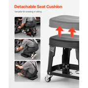 Charger l'image dans la visionneuse de galerie, Amocart Mechanic Stool 300lbs Garage Seat with Wheels 360° Swivel Rolling Workshop Stool with Tool Tray for Garage, Shop Repair