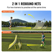 Load image into Gallery viewer, SucceBuy Soccer Trainer 2 IN 1 Rebounder Net Iron Soccer Practice Equipment Sports Football Rebounder Wall forTeam Solo Training - AMOCART