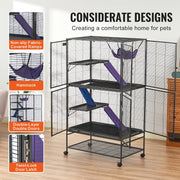 Charger l'image dans la visionneuse de galerie, SucceBuy 64.6" Rolling Metal Ferret Cage Large 4-Tier Critter Nation Cage Small Animal Cage for Rats Hamster Guinea Chinchilla