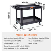 Load image into Gallery viewer, SucceBuy 2/3 Shelf Utility Service Cart Dolly with 360° Swivel Wheels Ergonomic Storage Handle for Warehouse/Garage/Cleaning