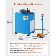 Load image into Gallery viewer, SucceBuy Electric Tube Bending Machine 1.5 KW Electric Tube Bender for 5/8 to 1-1/2in Pipes with 5 Set Dies, Manual & Auto Modes