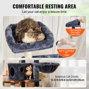 Load image into Gallery viewer, Amocart Cat Tree for Indoor Cats Cat Tower with Cat Condo Sisal Scratching Post HammockTop Perch Jumping Platforms Dark Grey