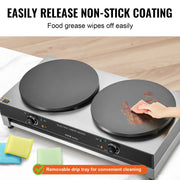 Load image into Gallery viewer, SucceBuy 16inch Electric Crepe Maker Double Head Commercial Crepe Machine 3400W Flat Plate Crepe Griddle Nonstick Pancake Stove - AMOCART