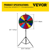 Load image into Gallery viewer, Amocart 18 Inch Tabletop Color Prize Wheel w/ Folding Tripod Floor Stand 14 Slots Dry Erase for Win Fortune Spinning Stand Game