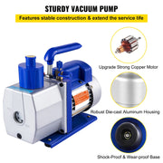 Load image into Gallery viewer, Amocart Vacuum Pump 7 CFM 1/3 HP Single Stage for R12 R22 R134a R410a Systems, 5PA Vacuum Refrigerant for Automobile Reparation