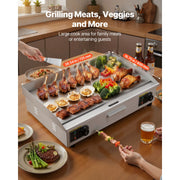 Load image into Gallery viewer, SucceBuy Commercial Electric Griddle 122-570°F Adjustable Stainless Steel Countertop Full Flat with Spatulas Brushes for Steak - AMOCART